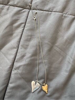 Two-Tone Heart Pendant Necklace in Silver and Gold